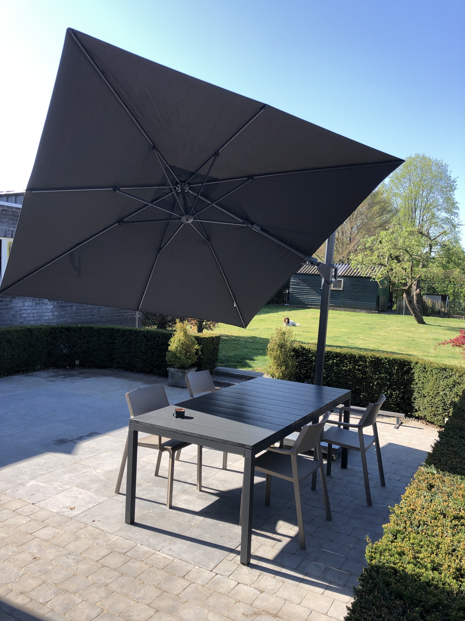 Challenger T2 premium zweefparasol 300x300 cm faded black