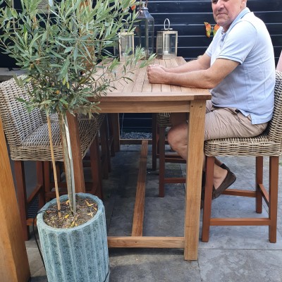 Vanaf vorige week heerlijk iedere dag buiten eten, soms met een krantje erbij