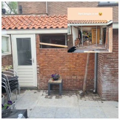 Het schuurtje wat mee getrokken is aan de garage.