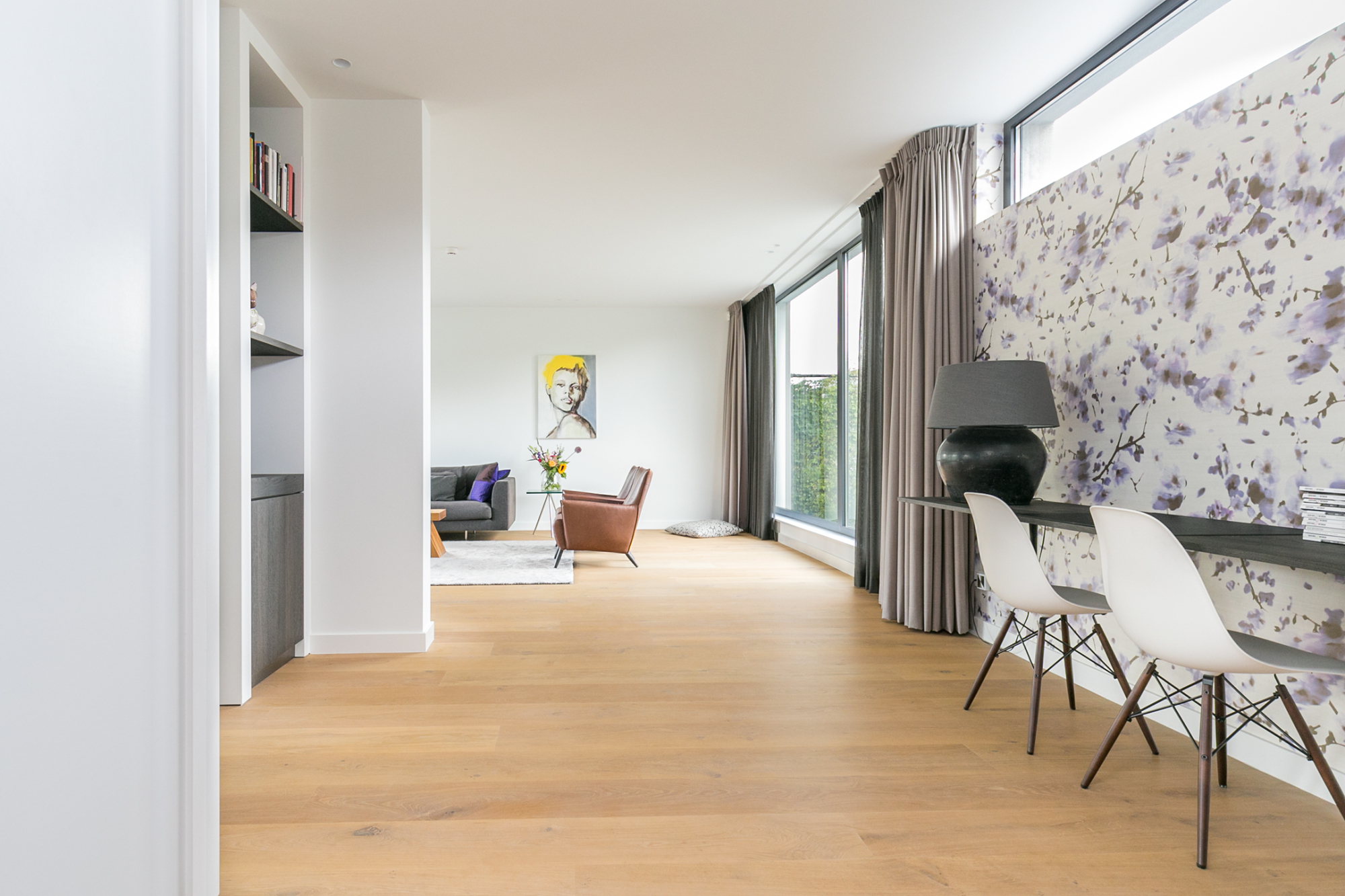 Woonkamer met werkplek
