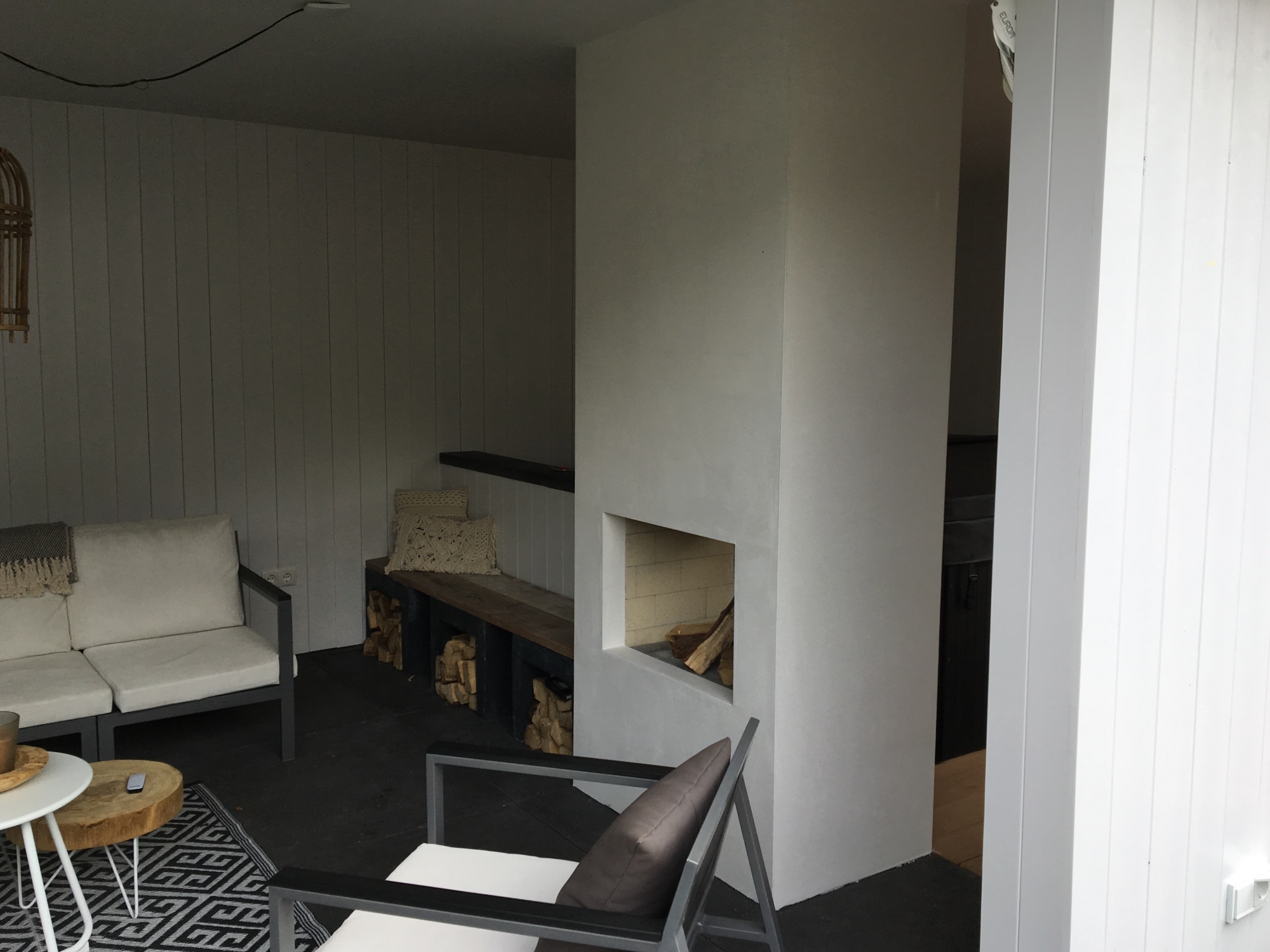 Openhaard binnenkant veranda