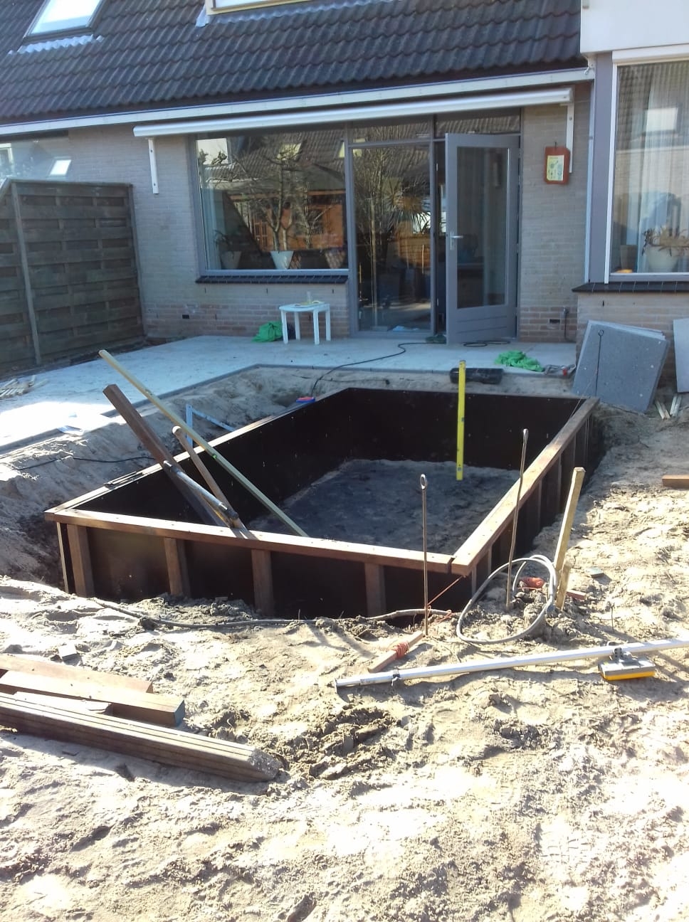Vijver constructie bouwen