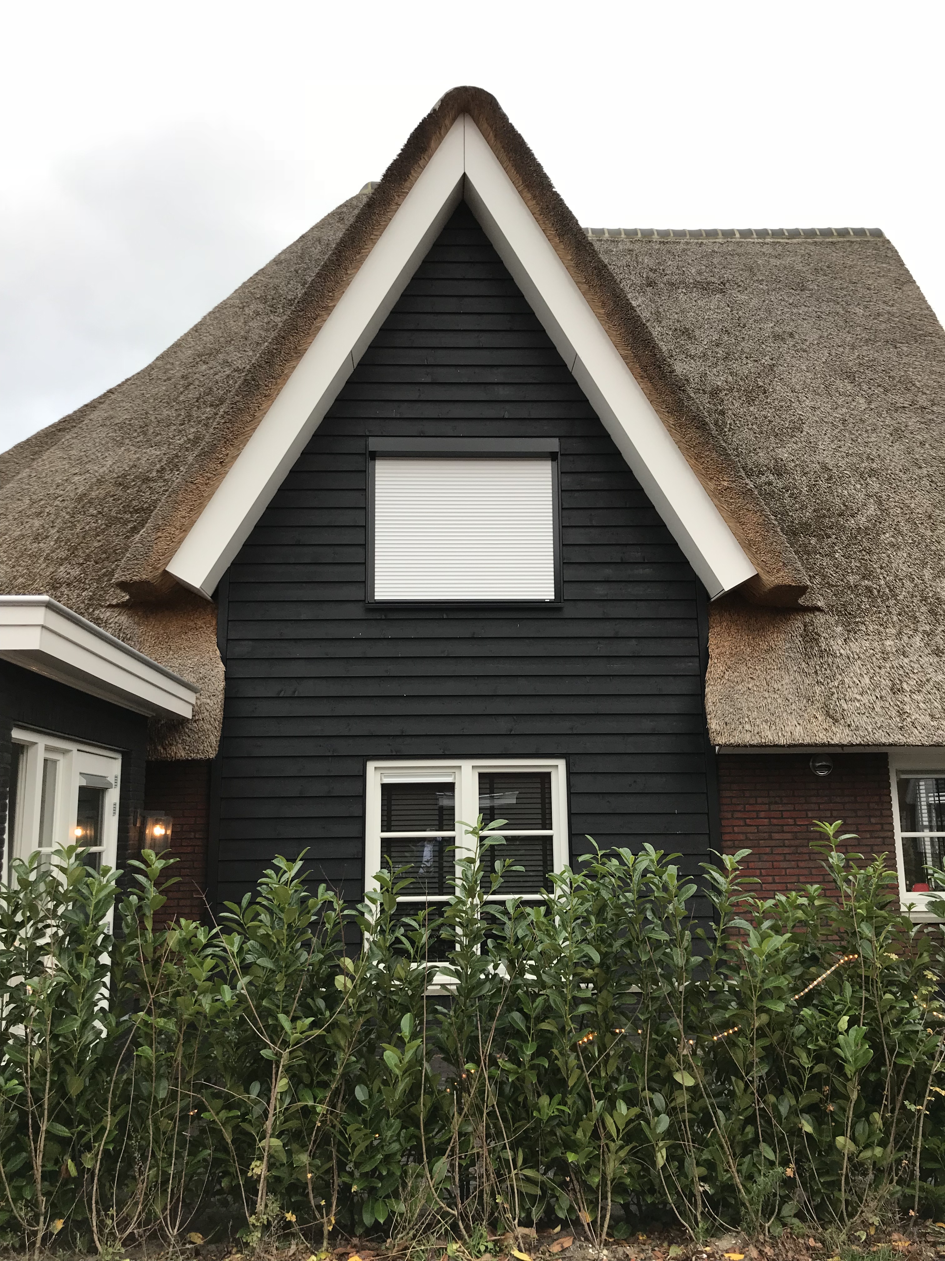 Rolluik met wit pantser en zwart frame
