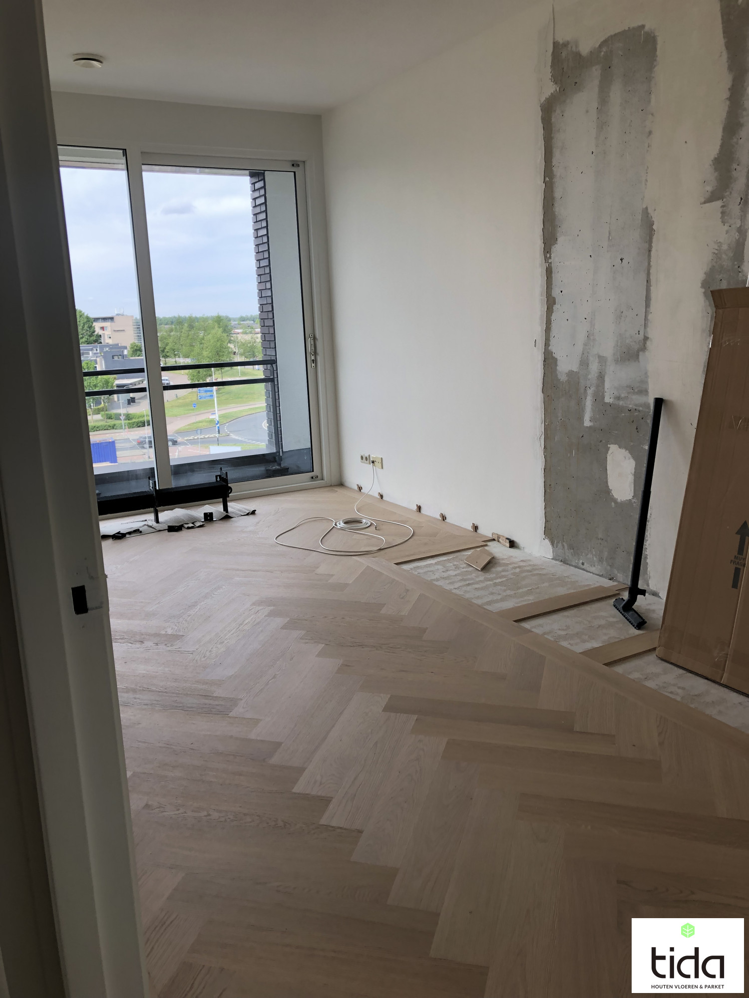 Visgraatvloer in uitvoering