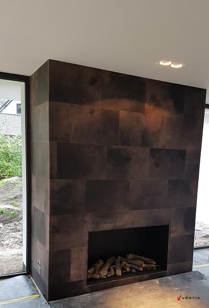 Open gashaard bekleed met leer