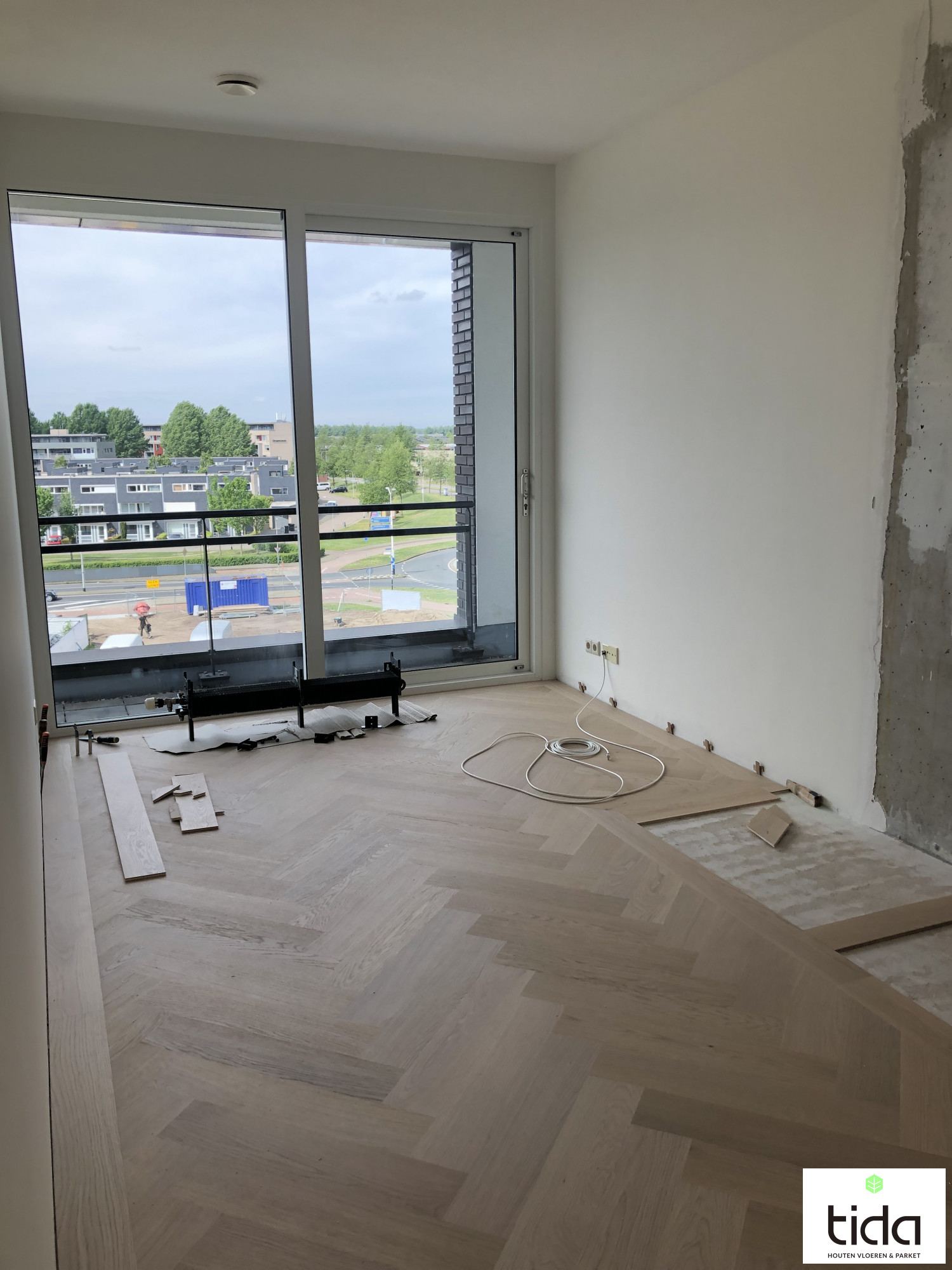 Visgraatvloer in uitvoering