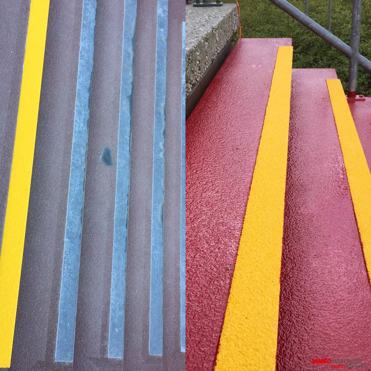 voor na foto van trap coating