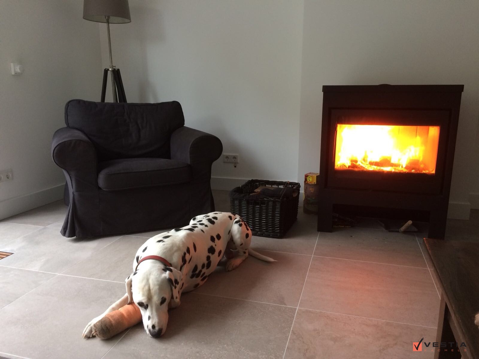 Genieten van warmte bij de houtkachel voor mens en dier