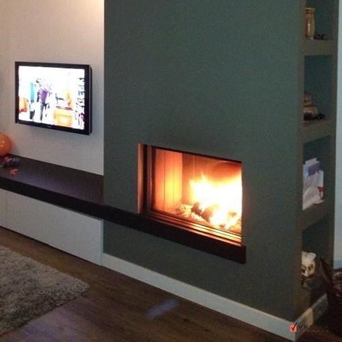 Wandconcept met liftdeurhaard